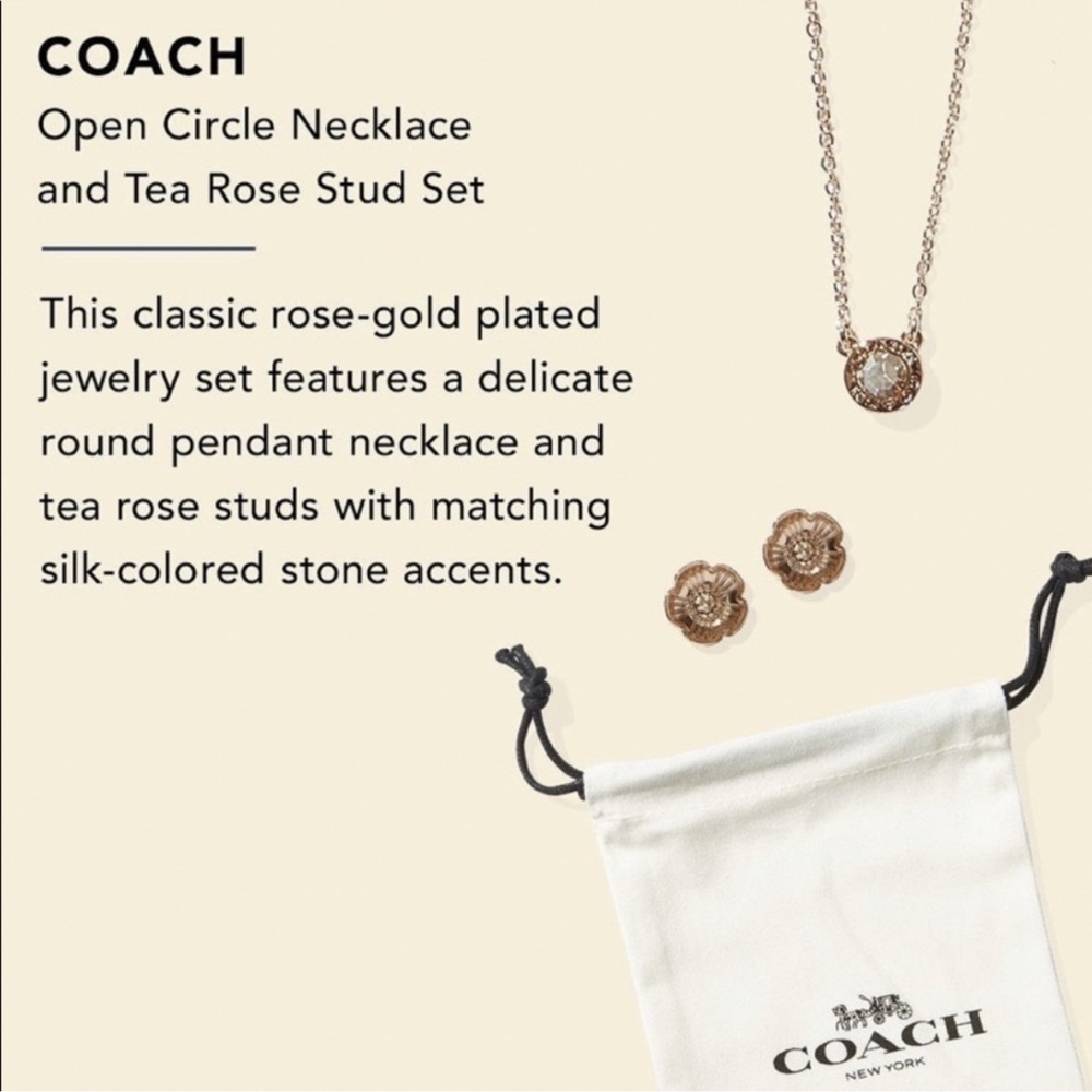 Coach Open Circle Necklace and Stud Earring Set - Picture 5 of 13
